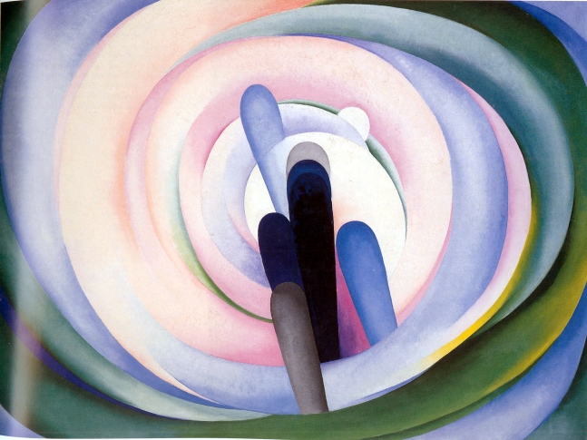 Grey Blue & Black-Pink Circle_1929_Huile sur toile, 36 x 48_inDallas Museum of Art_Gift of The Georgia O'Keeffe Foundation